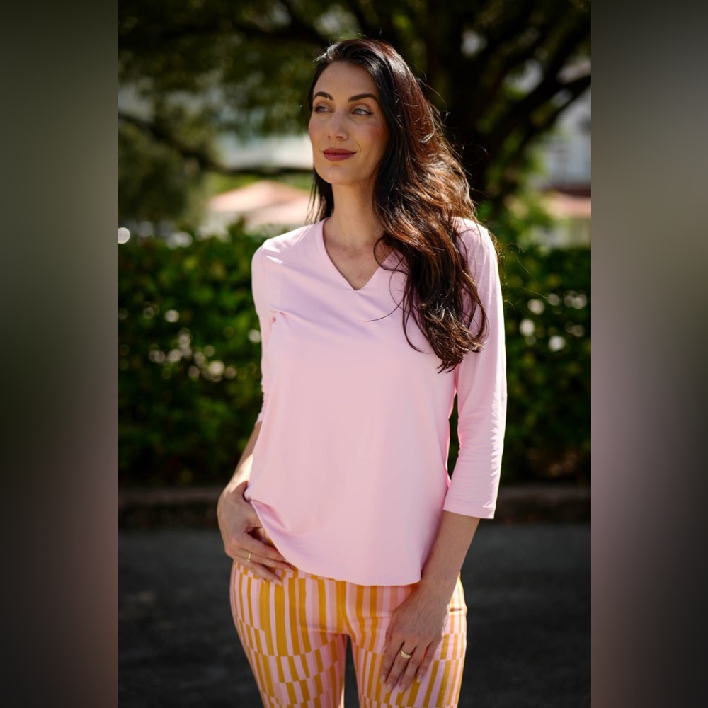 JEAN-PIERRE‎ KLIFA PARIS V-NECK SOLID TOP ROSE